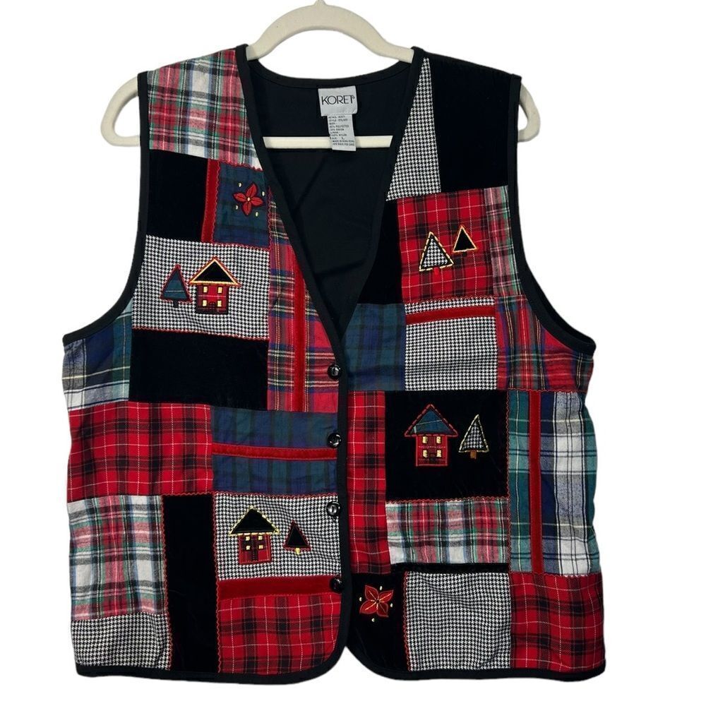 90s Teacher style velvet holiday‎ vest large
